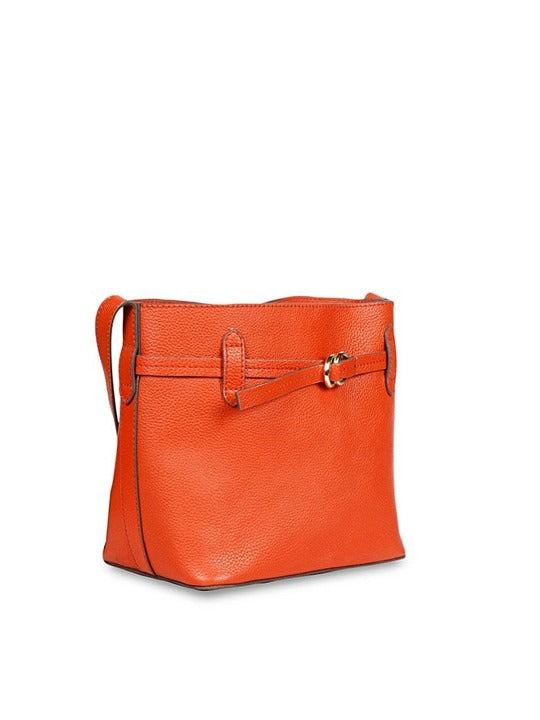 Favore Women Orange Leather Handbags