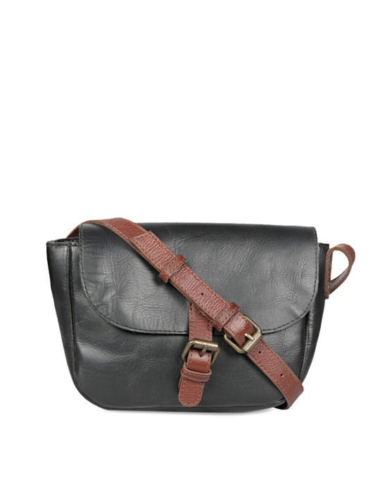 Favore Black Women Leather Structured Sling Bag