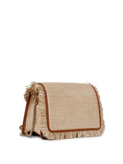 Favore Beige Women Leather Structured Sling Bag