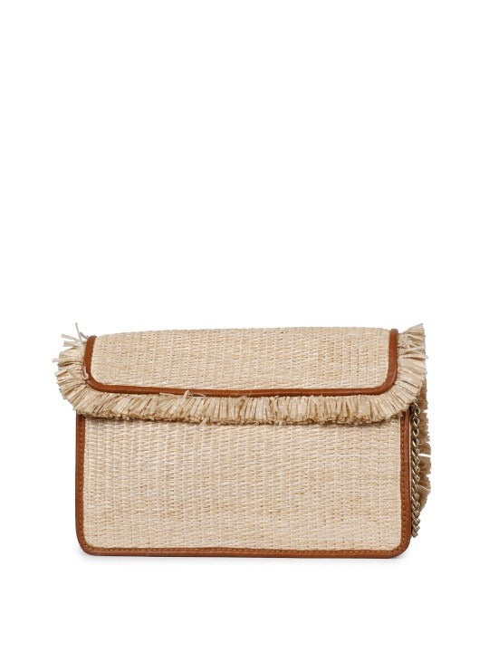 Favore Beige Women Leather Structured Sling Bag