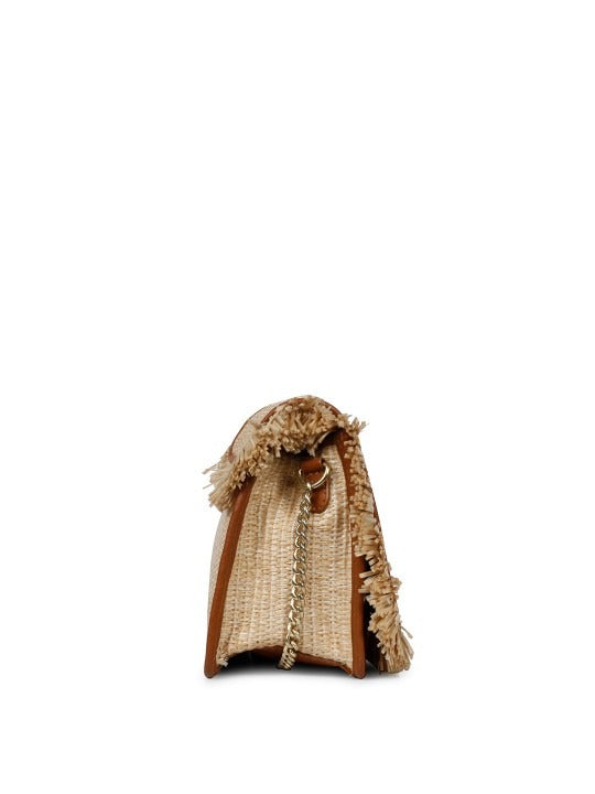 Favore Beige Women Leather Structured Sling Bag