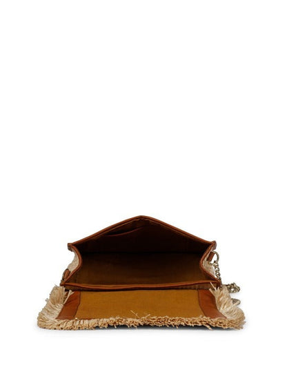 Favore Beige Women Leather Structured Sling Bag