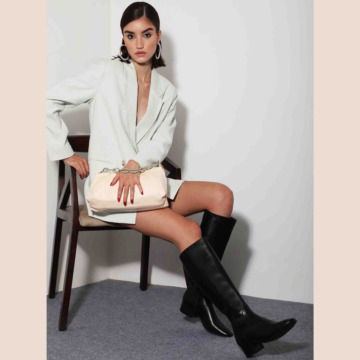 Saint Ivanna Black Leather Knee High Boots - SaintG India