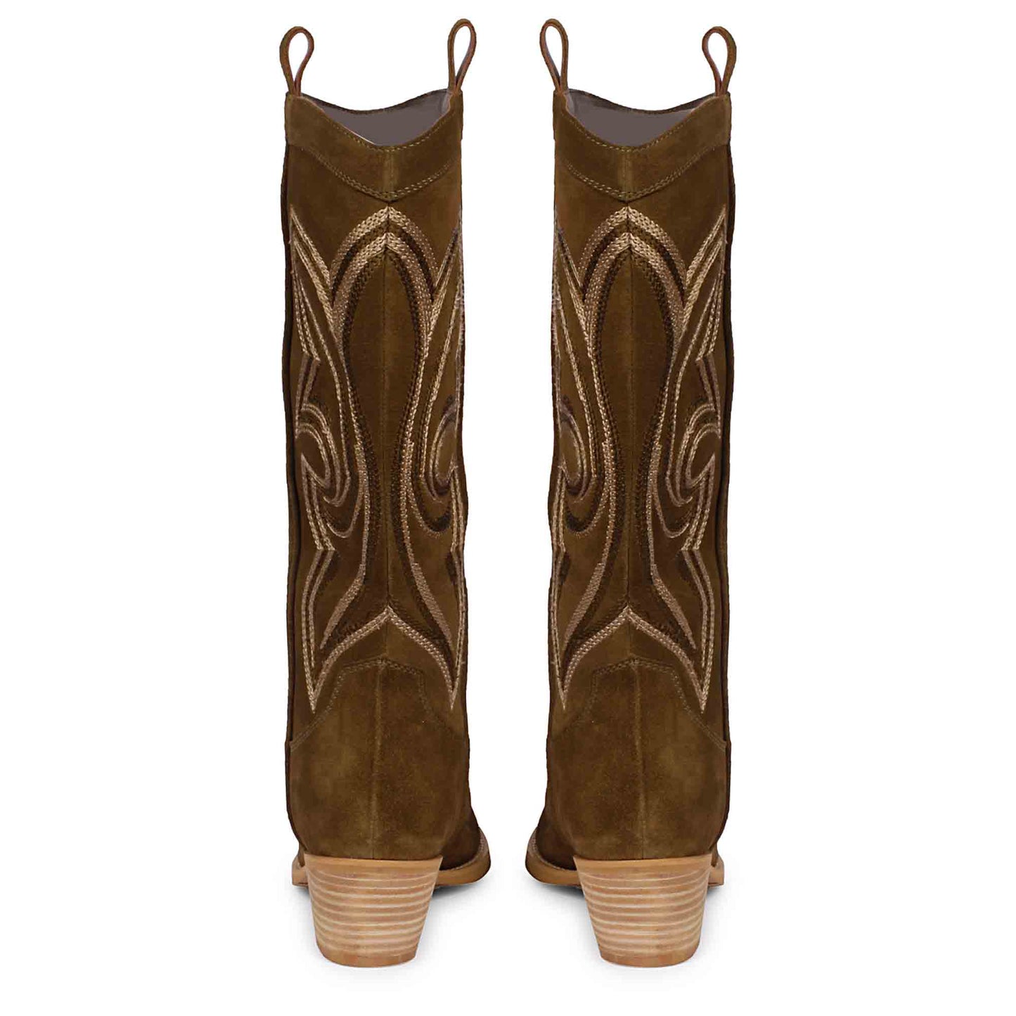 Saint Martina Khaki Stitched Leather Handcrafted Cowboy Boots