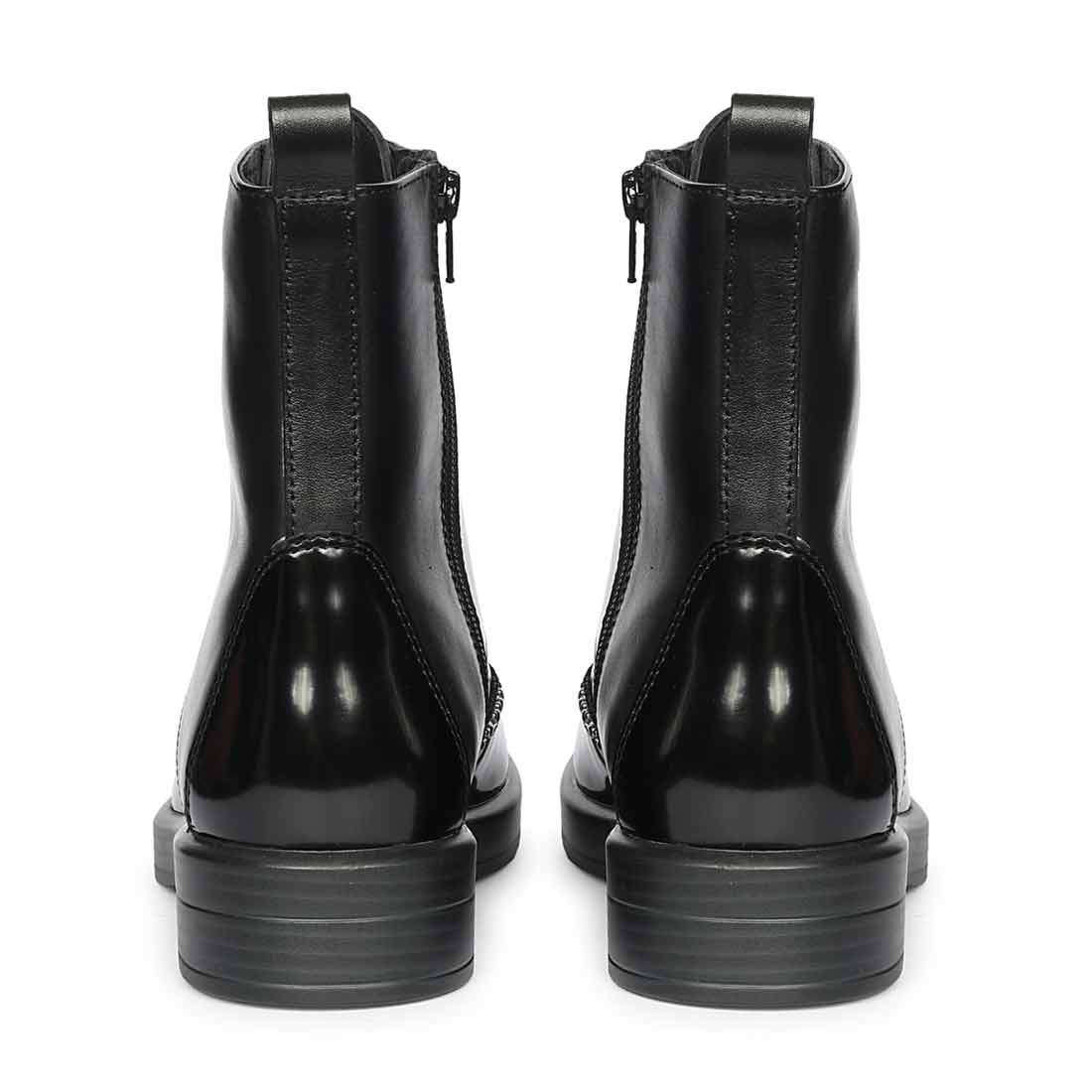 Saint Myla Studded Wingtip Inspired Lace Up Leather Boots