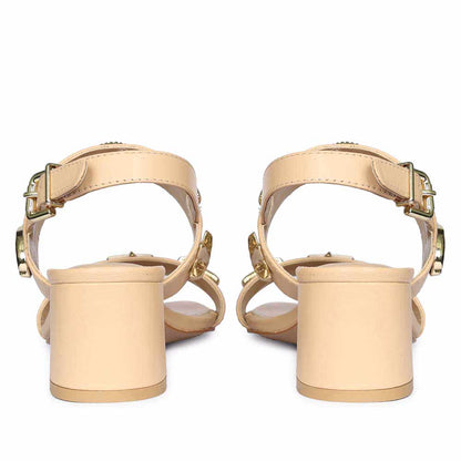Saint Assisi Seashell & Star Studs Leather Block Heels