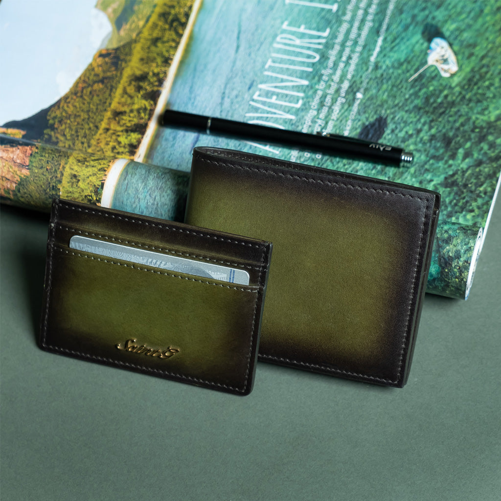 Saint Agostino Two Color Toned Olive Leather With Set - SaintG India