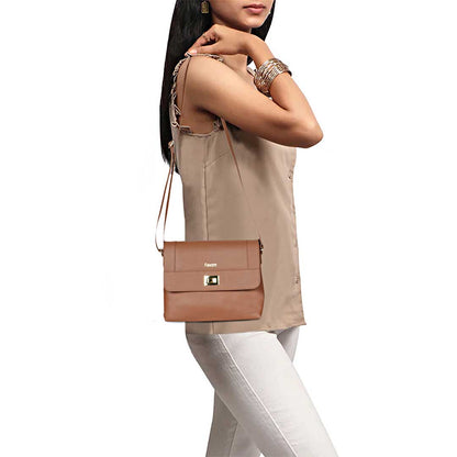 Favore Light Tan Womens  Leather Structured Sling Bag