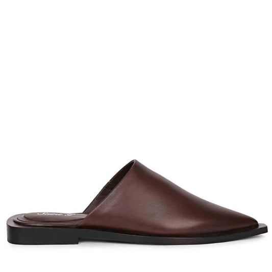 Saint Sara Chocolate Leather Flat Mules
