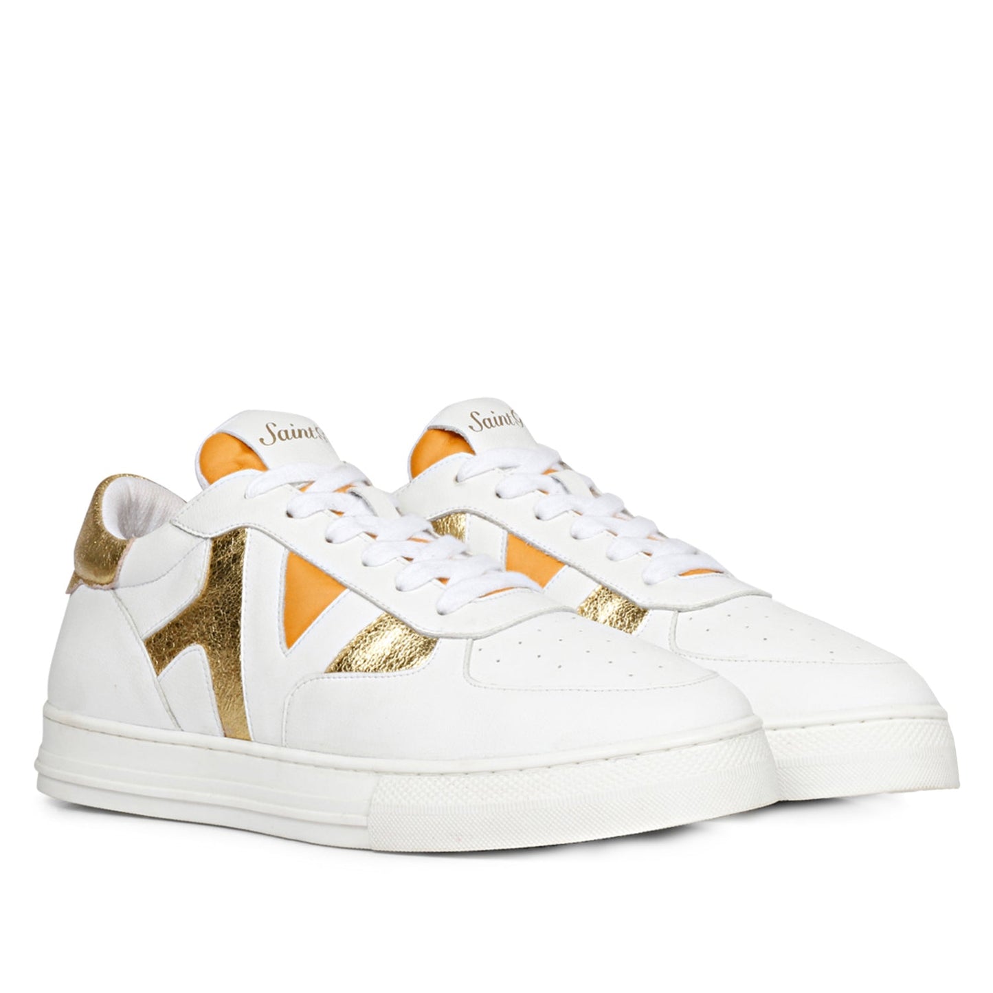 Whitesta Felix Unisex White & Yellow Leather Sneakers