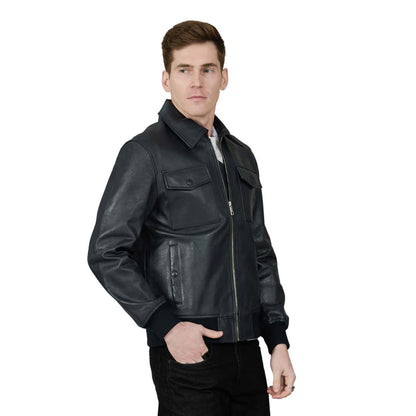Saint Frayn Black Leather Men's Jackets