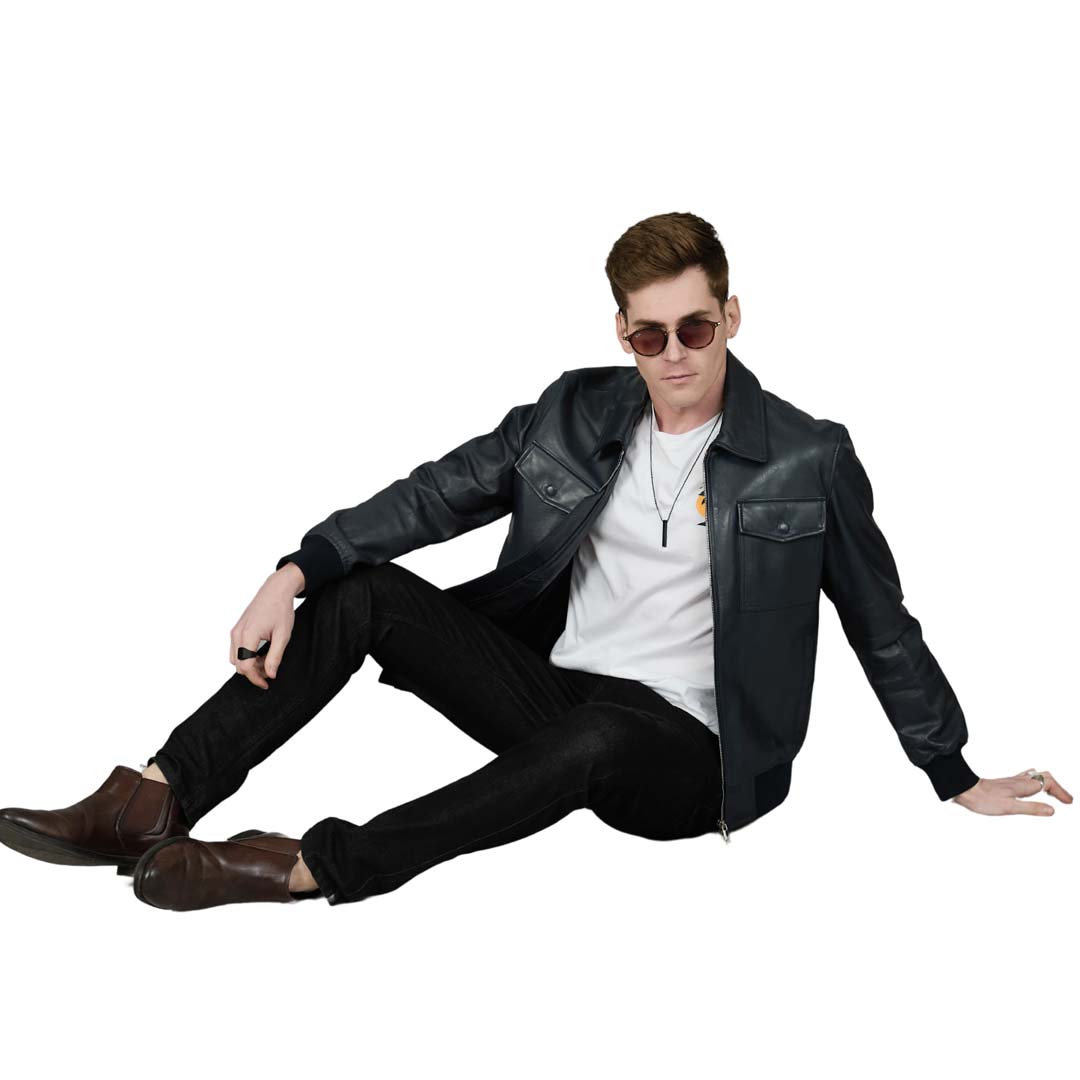 Saint Frayn Black Leather Men's Jackets