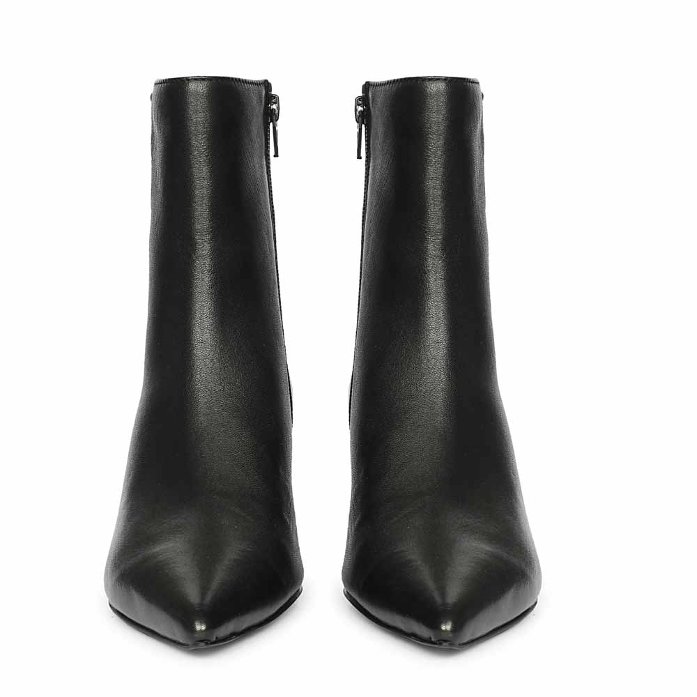 Saint Noelle Embellished Black Leather Kitten Heel Ankle Boots