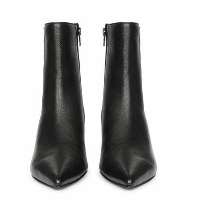 Saint Noelle Embellished Black Leather Kitten Heel Ankle Boots