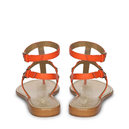Saint Ornella Ornage Leather Metal Studded Sandals