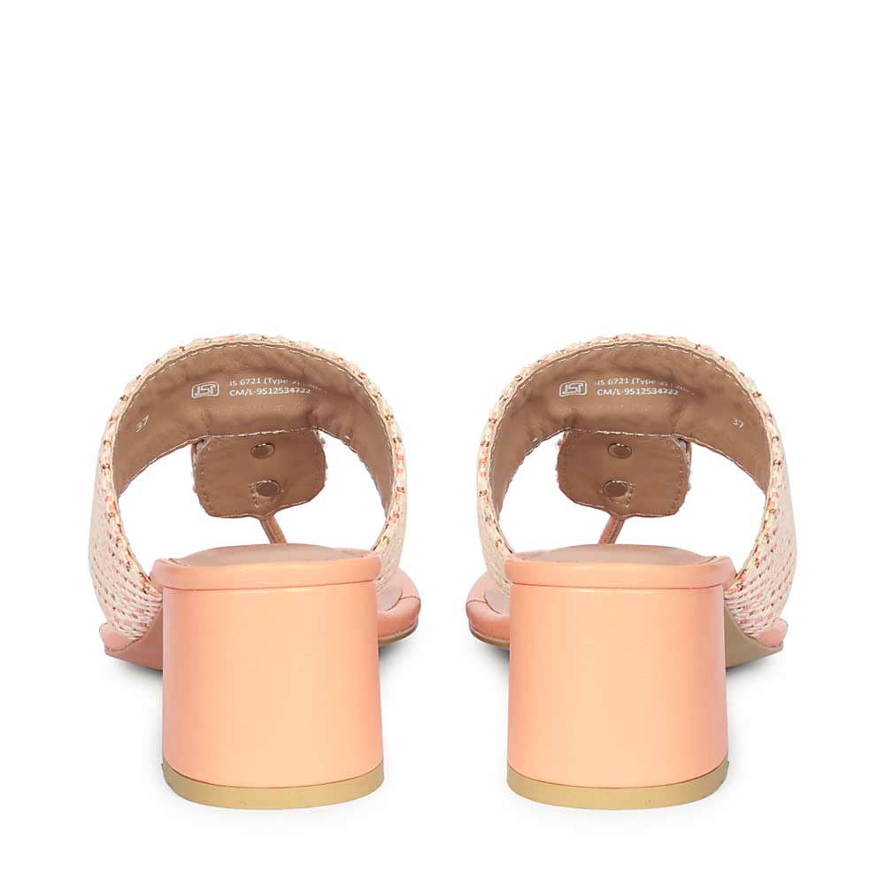 Saint Stevie Stone Jeweled Pink Raffia Block Heels