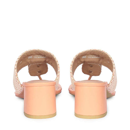 Saint Stevie Stone Jeweled Pink Raffia Block Heels
