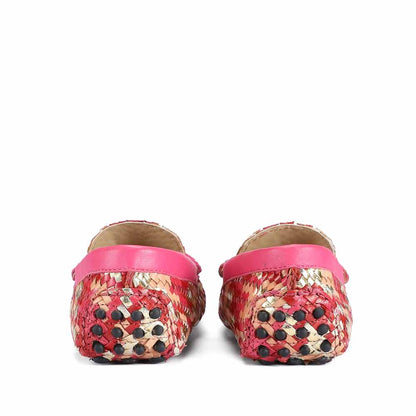 Saint Amara Hand Woven Metallic Pink Leather Loafers