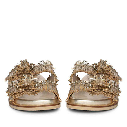 Saint Nuala Diamante Platin Woven Leather Sandals