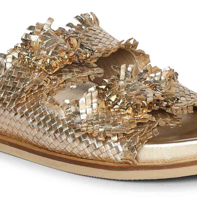 Saint Nuala Diamante Platin Woven Leather Sandals