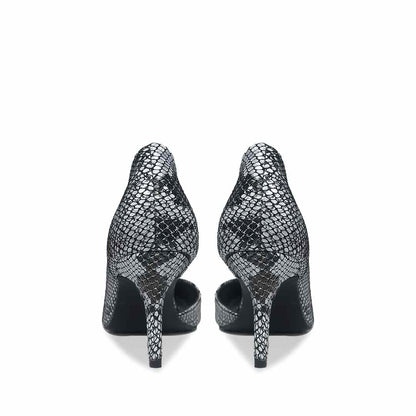 Saint Layla Silver Black Snake Print Leather Pumps