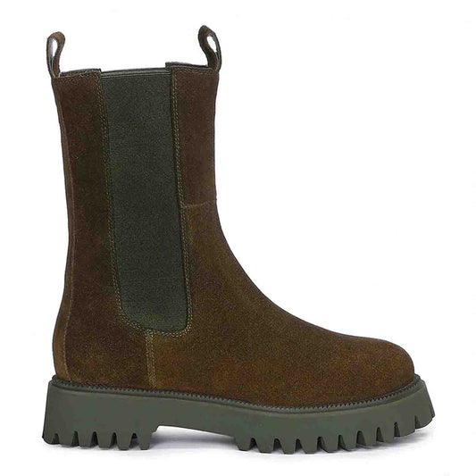 Saint Theresa High Ankle Black Leather Boots with Decorative Buckle – Stylish and chic footwear for a bold and confident look
