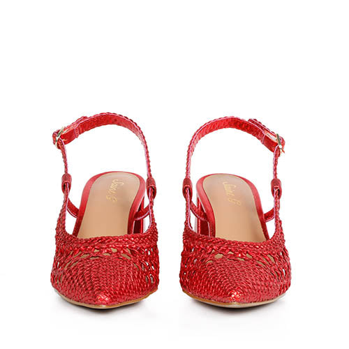 Luxurious Red Block Heels - Saint Fabienne Handcrafted