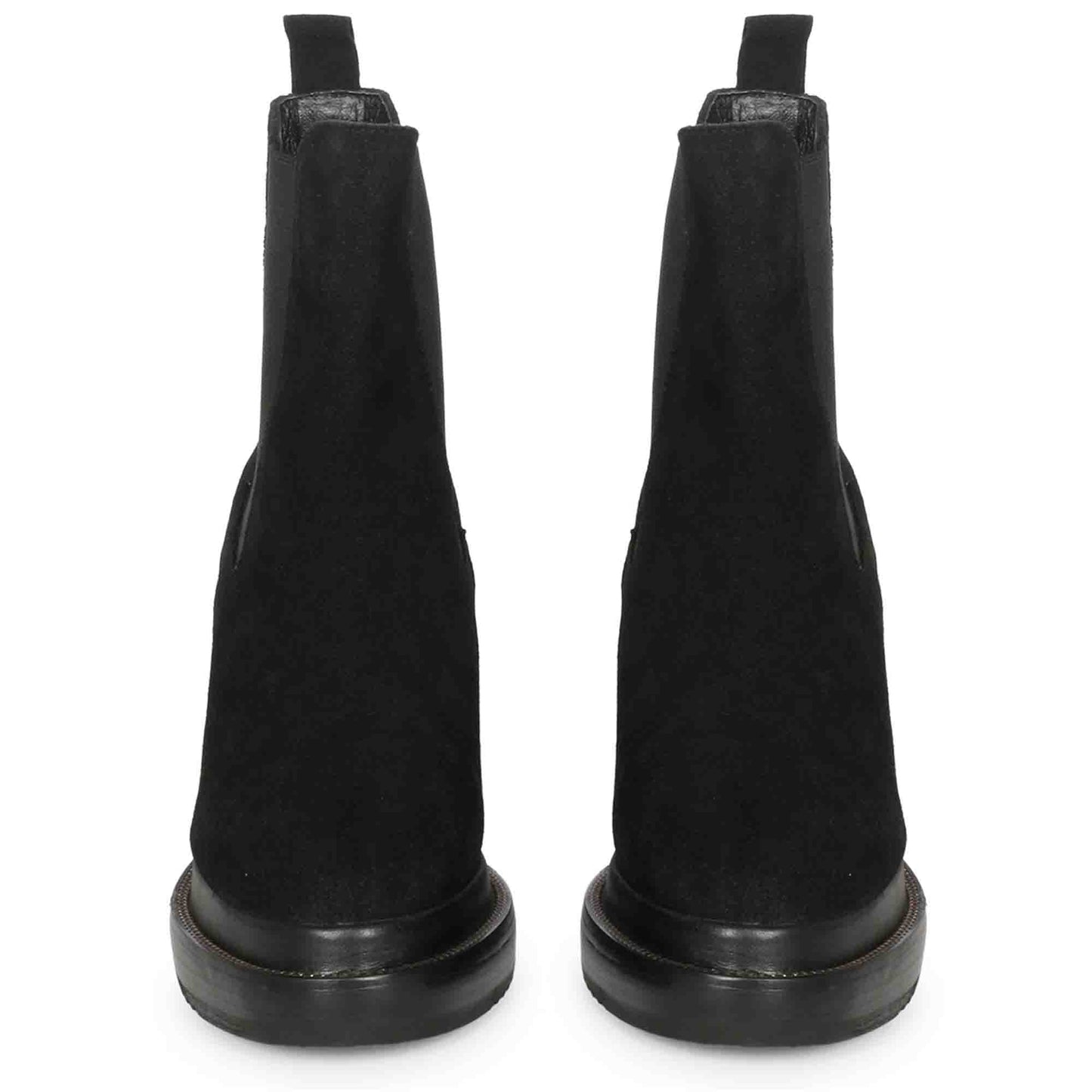 Versatile Saint Carolin Ankle Boots - Stylish Black Leather Inner Wedge Heels