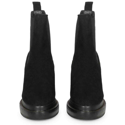 Versatile Saint Carolin Ankle Boots - Stylish Black Leather Inner Wedge Heels