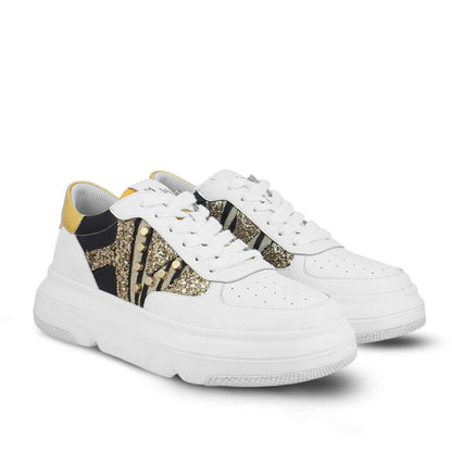 Whitesta Antea White & Yellow Leather Sneakers