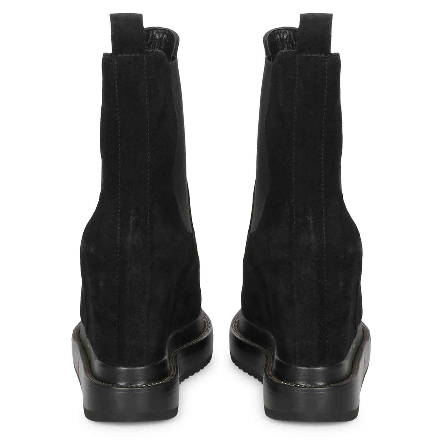 Versatile Saint Carolin Ankle Boots - Stylish Black Leather Inner Wedge Heels