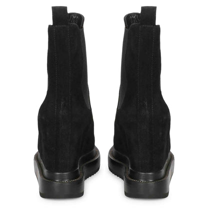 Versatile Saint Carolin Ankle Boots - Stylish Black Leather Inner Wedge Heels