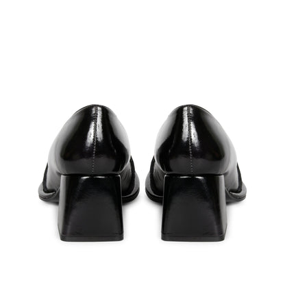 Step into luxury: Saint Mirielle's black patent leather moccasins - handcrafted perfection