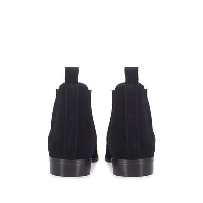 Saint Niccolò Black Suede Leather Handcrafted Chelsea Boots