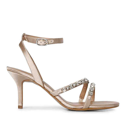 Saint Shelby Fringed Block Heels, Gold