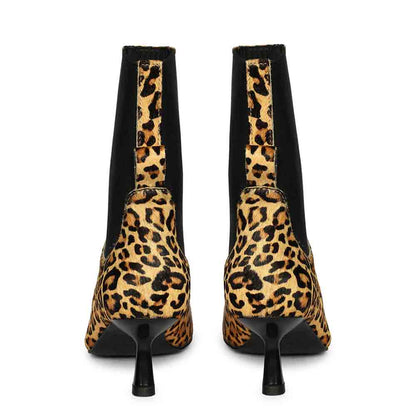Saint Oriana Natural Pony Hair Print Leather Ankle Boots