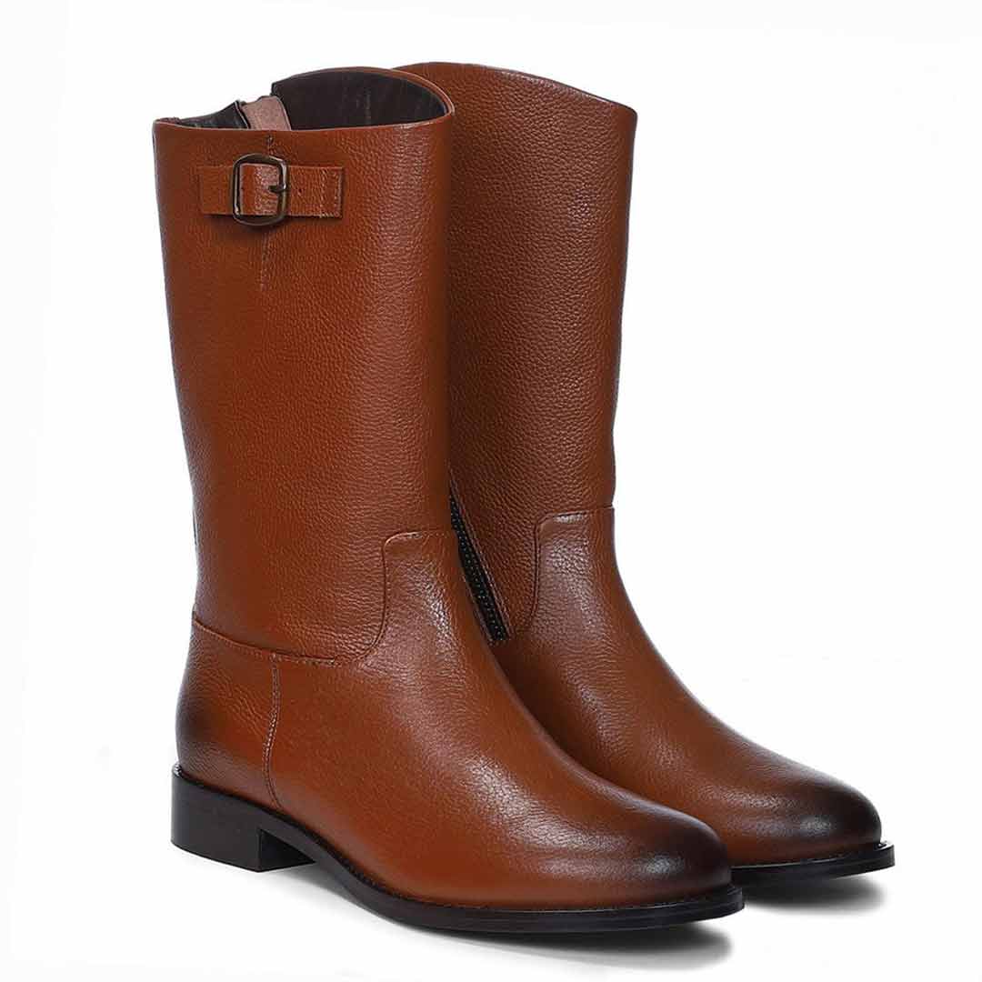 Saint Martina Tan Leather Calf  Boots - SaintG