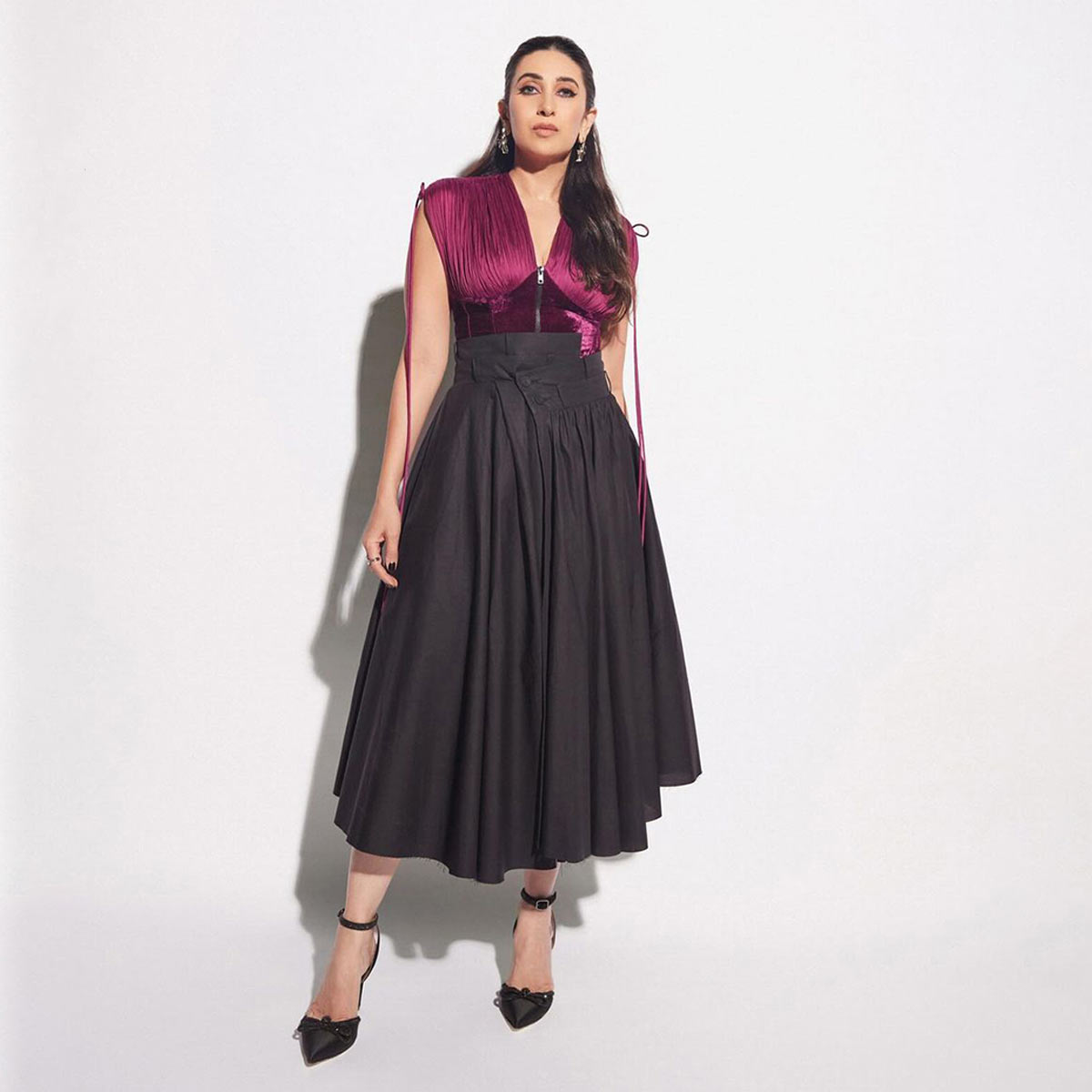 Saint Kylie Crystal Bow Black Leather Pumps