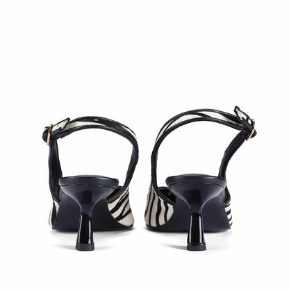 Saint Elara Zebra-Print Slingback Leather Pumps