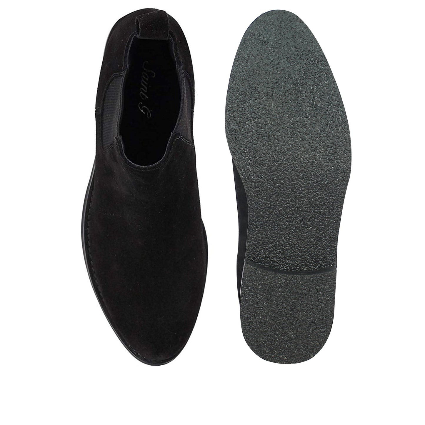 Saint Grimaldi Black Suede Leather Handcrafted Chelsea Boots