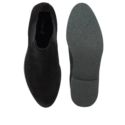Saint Grimaldi Black Suede Leather Handcrafted Chelsea Boots