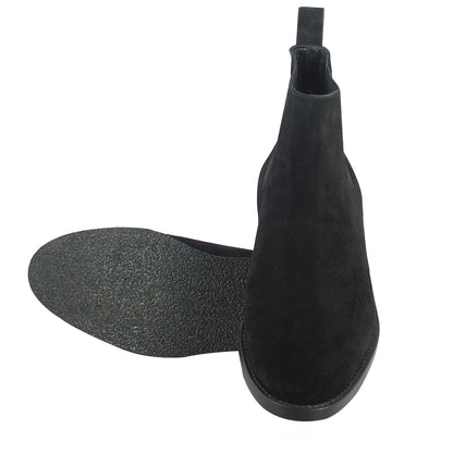 Saint Grimaldi Black Suede Leather Handcrafted Chelsea Boots