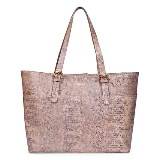 Favore Peach Leather Structured Shoulder Bag