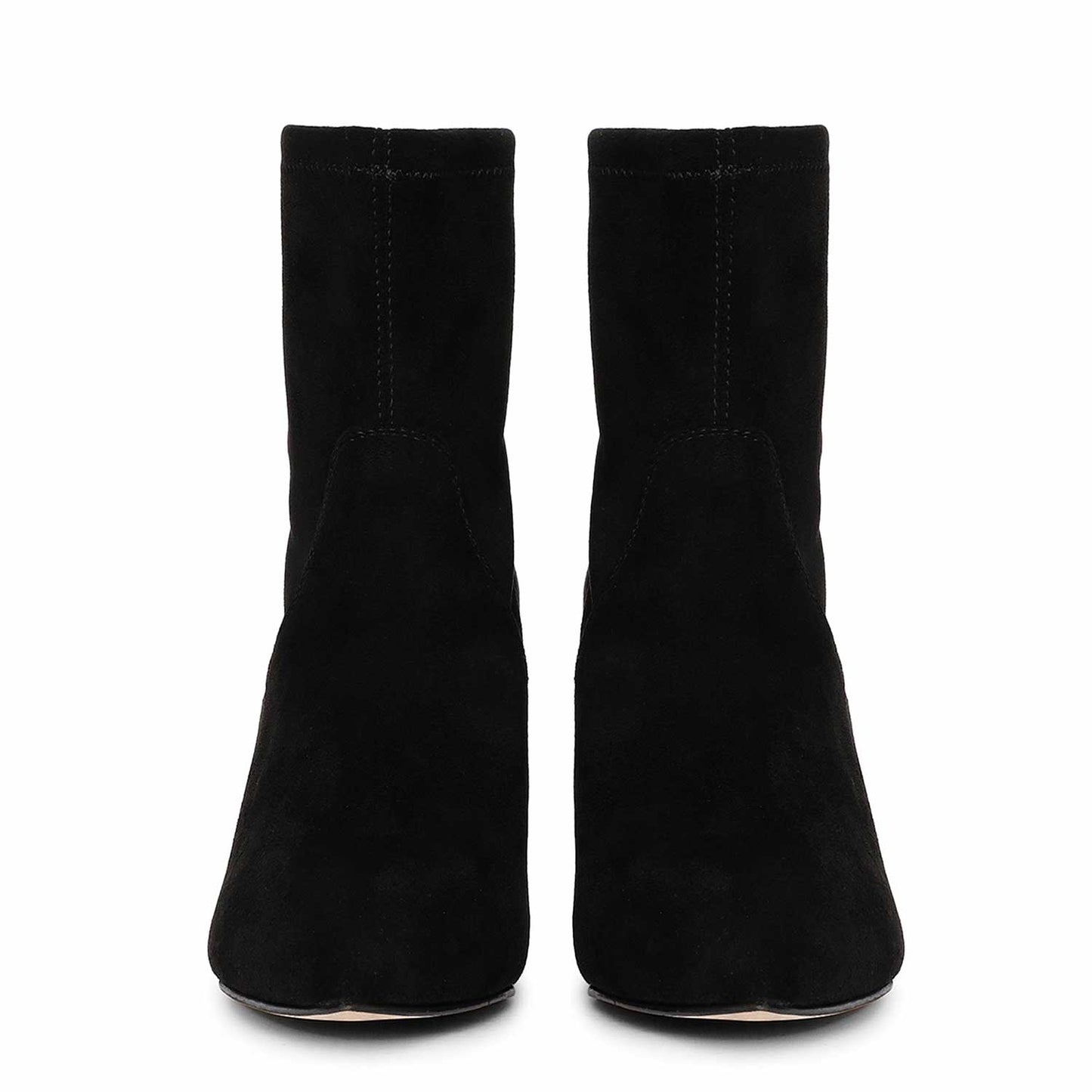 Saint Jemima Black Stretch Suede Kitten Heel Ankle Boots - SaintG India 