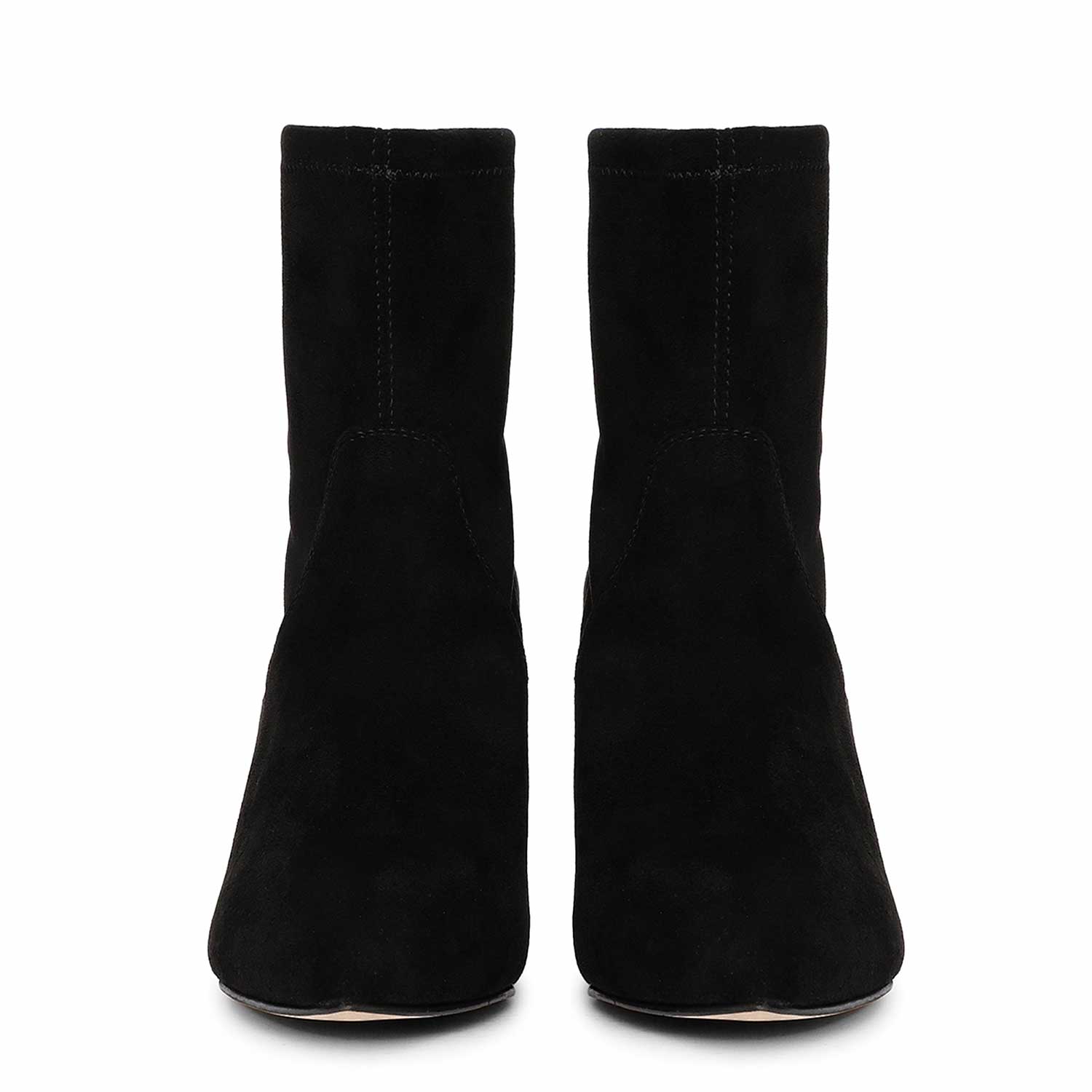 Saint Jemima Black Stretch Suede Kitten Heel Ankle Boots - SaintG India 