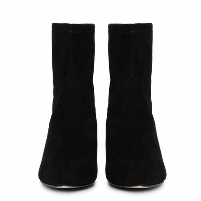 Saint Jemima Black Stretch Suede Kitten Heel Ankle Boots - SaintG India 
