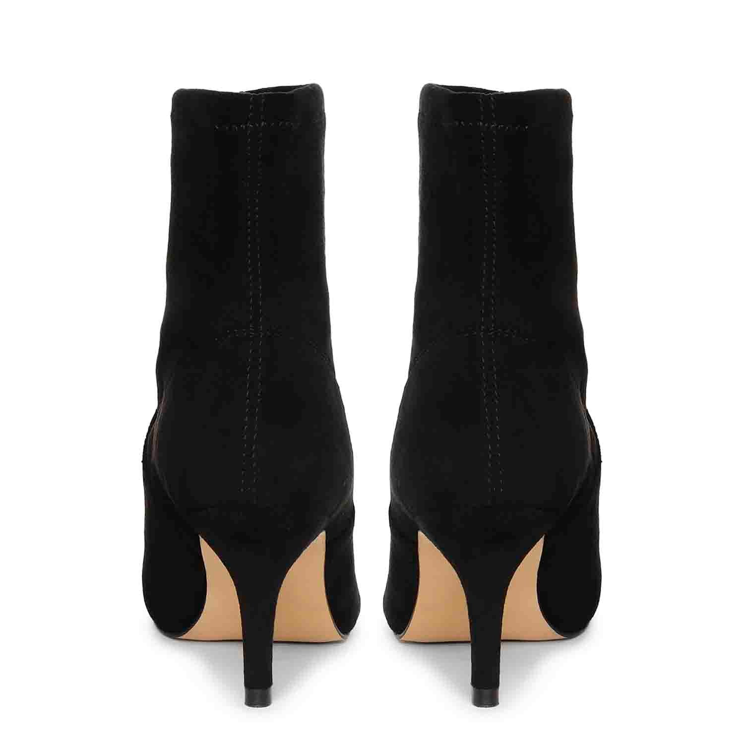 Saint Jemima Black Stretch Suede Kitten Heel Ankle Boots - SaintG India 