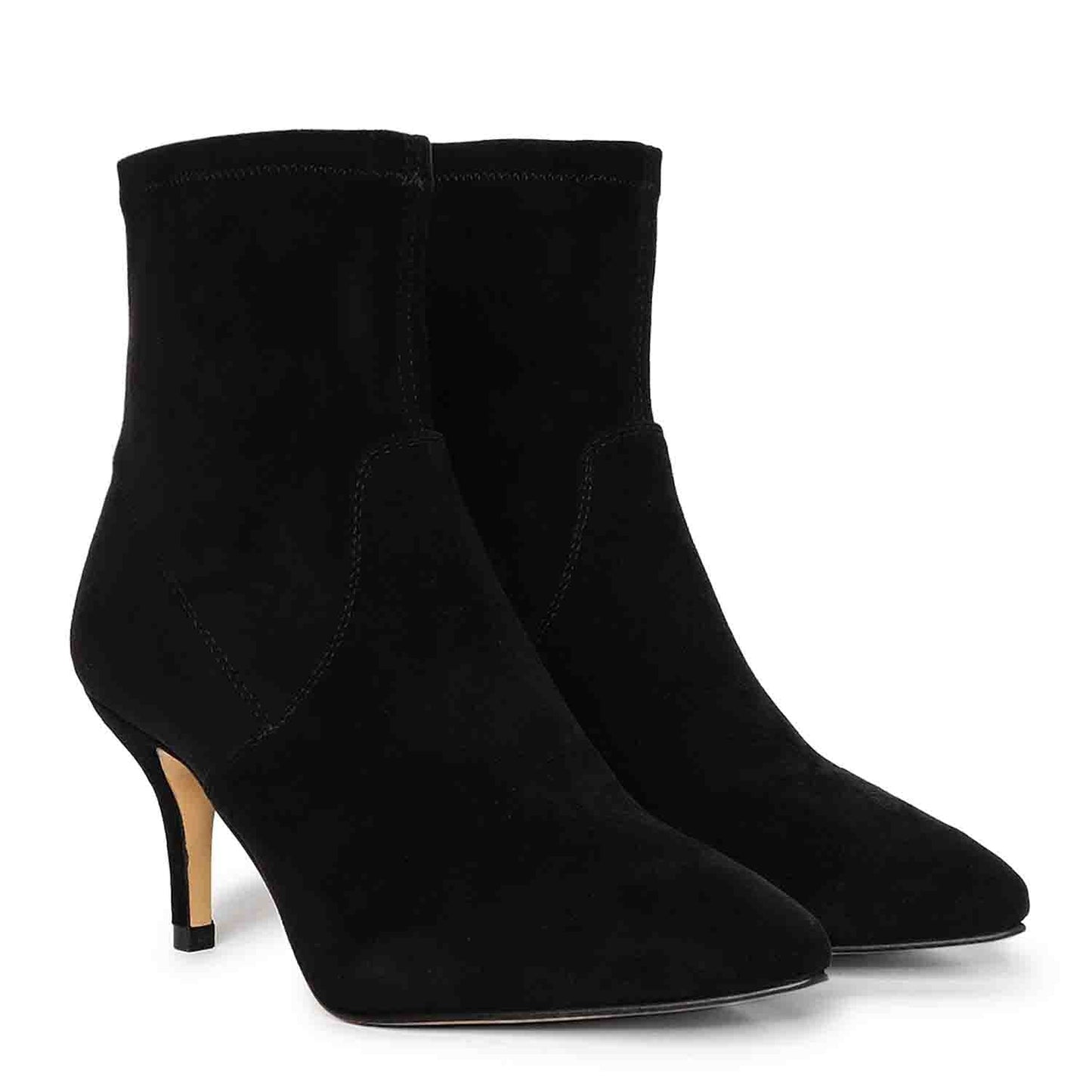 Saint Jemima Black Stretch Suede Kitten Heel Ankle Boots - SaintG India 
