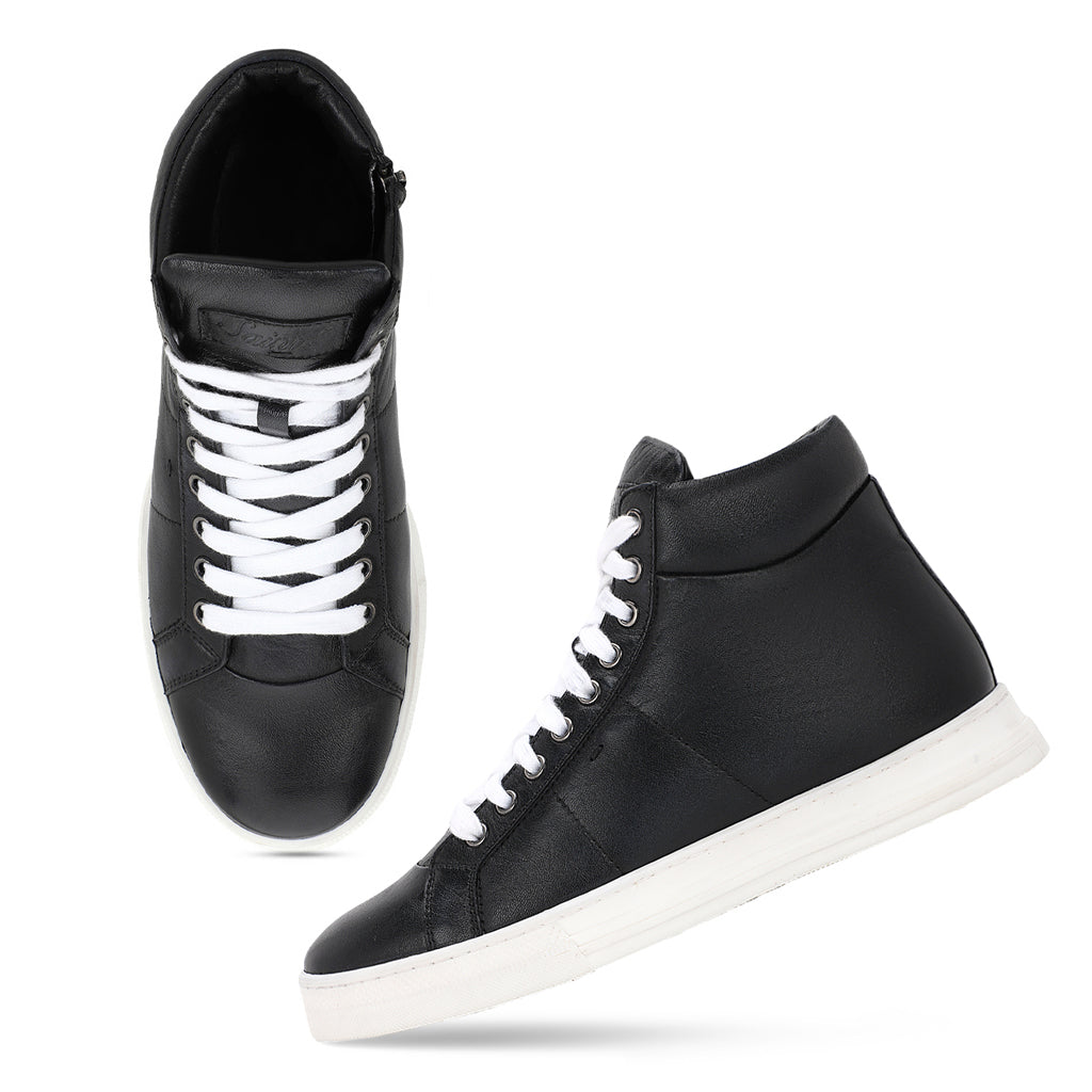 Whitesta Artemas Black Handcrafted Leather Sneakers