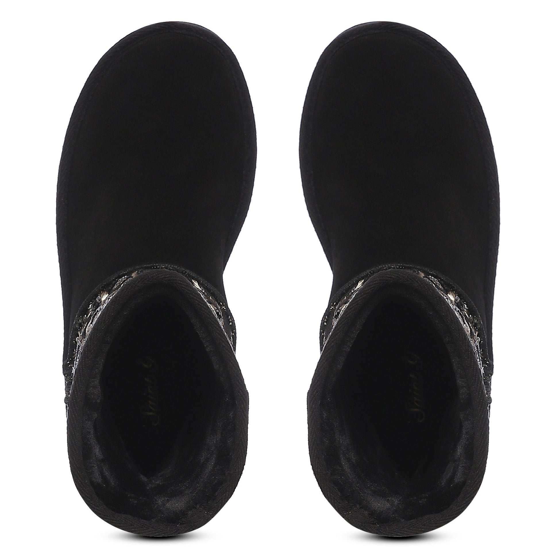 "Saint Corah Sequins Black Snug Boots: Stylish and comfortable women's footwear with sequin embellishments for a touch of glam."